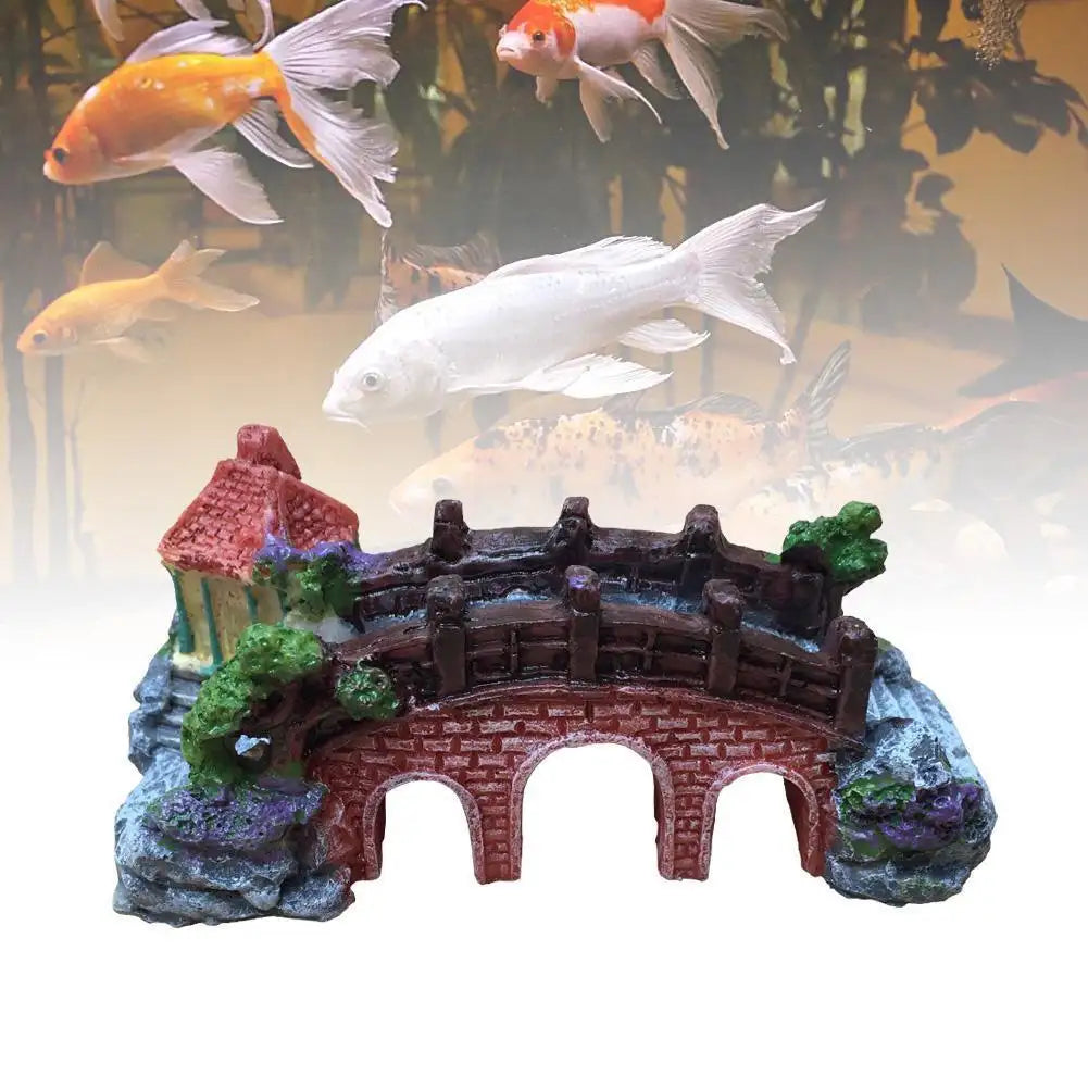Fish Tank Aquarium Landscape Rockery Fake Bridge Landscaping Decoration Package Fish Globe Decorative Simulation Bridge Rockery Stone - Lootquake