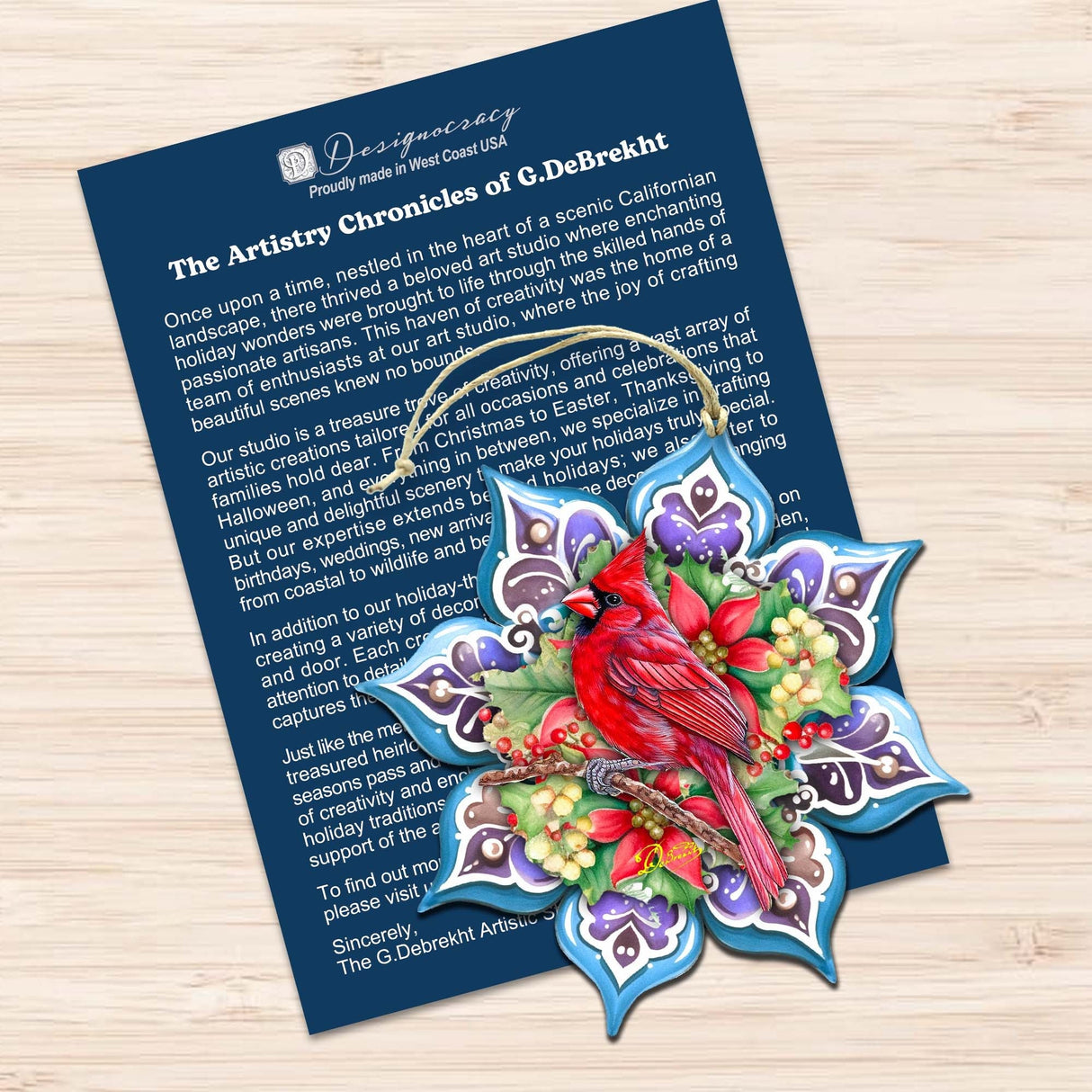 Forest Birds Snowflake Wooden Ornaments Set of 3 by G. Debrekht - Christmas Decor - 8090144-S3