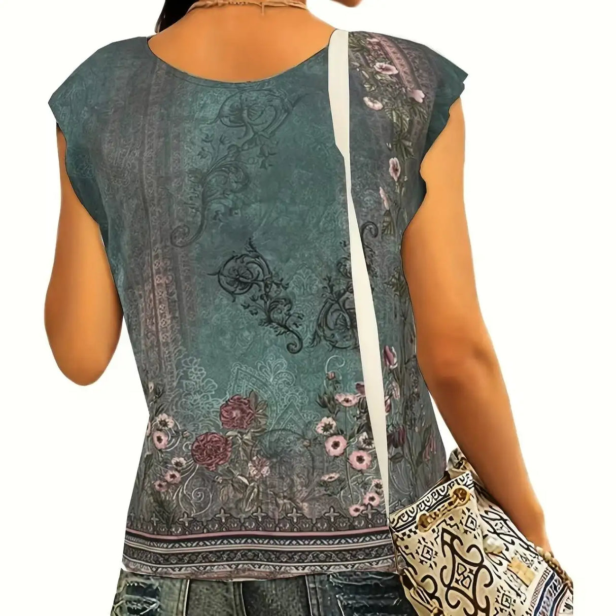 Women's Floral Printed Vest V-neck Sleeveless Button Down Casual Top - Lootquake