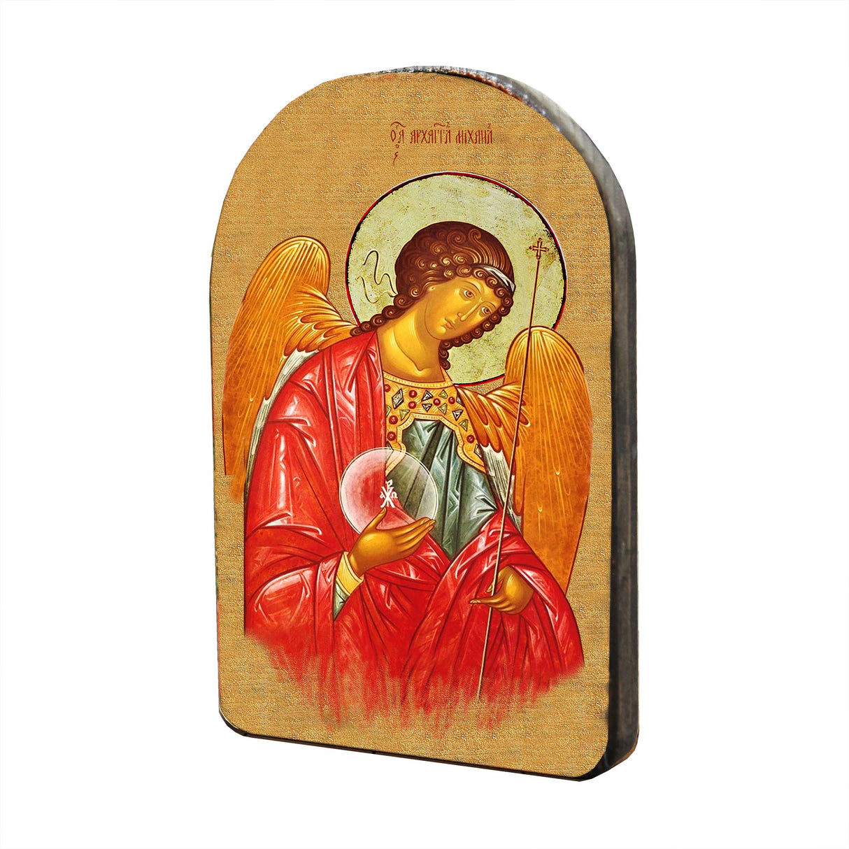 Icono sagrado cristiano ortodoxo de madera de San Miguel Arcángel, bañado en oro - Decoración inspiradora - 86027