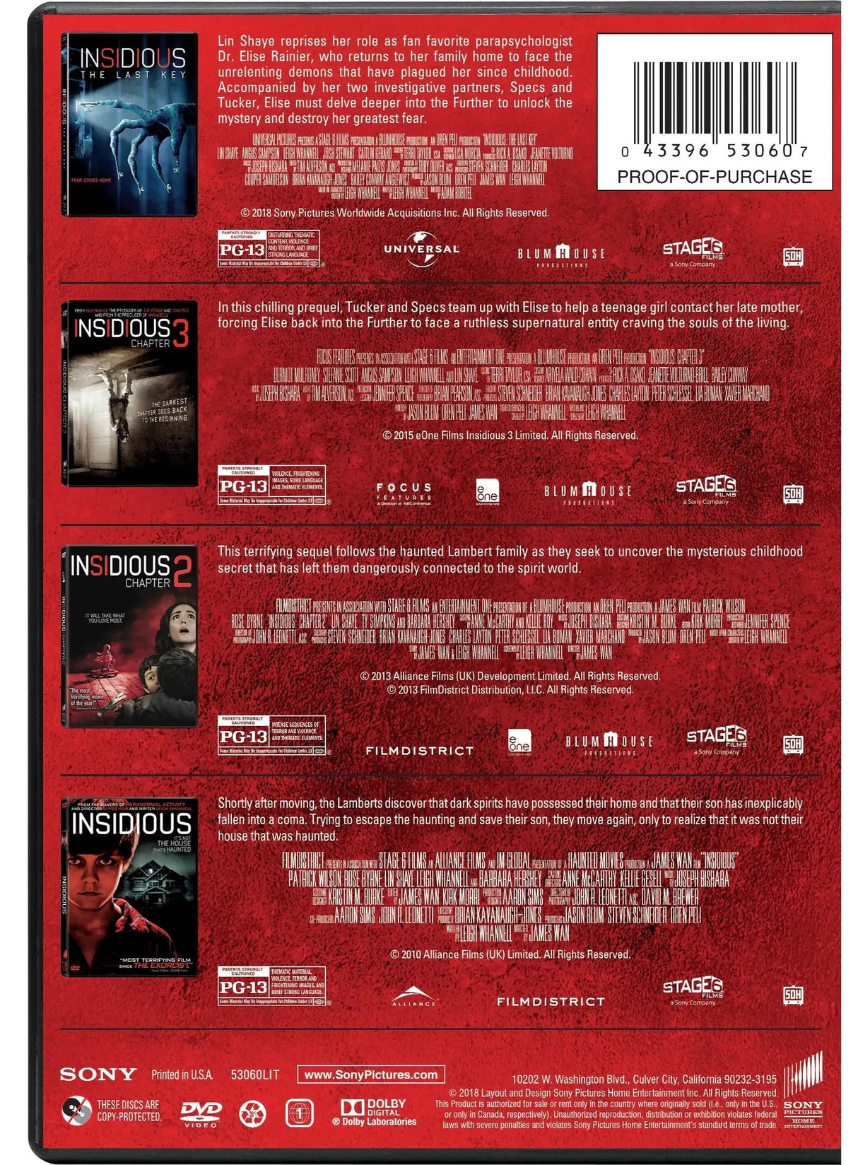 Insidious: 4-Movie Collection (DVD Sony Pictures) - Lootquake