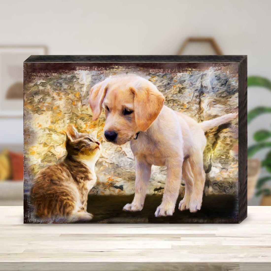 Arte de pared de madera Allene Dog & Cat Art de Nature Wonders - Decoración para perros y gatos - 95340B