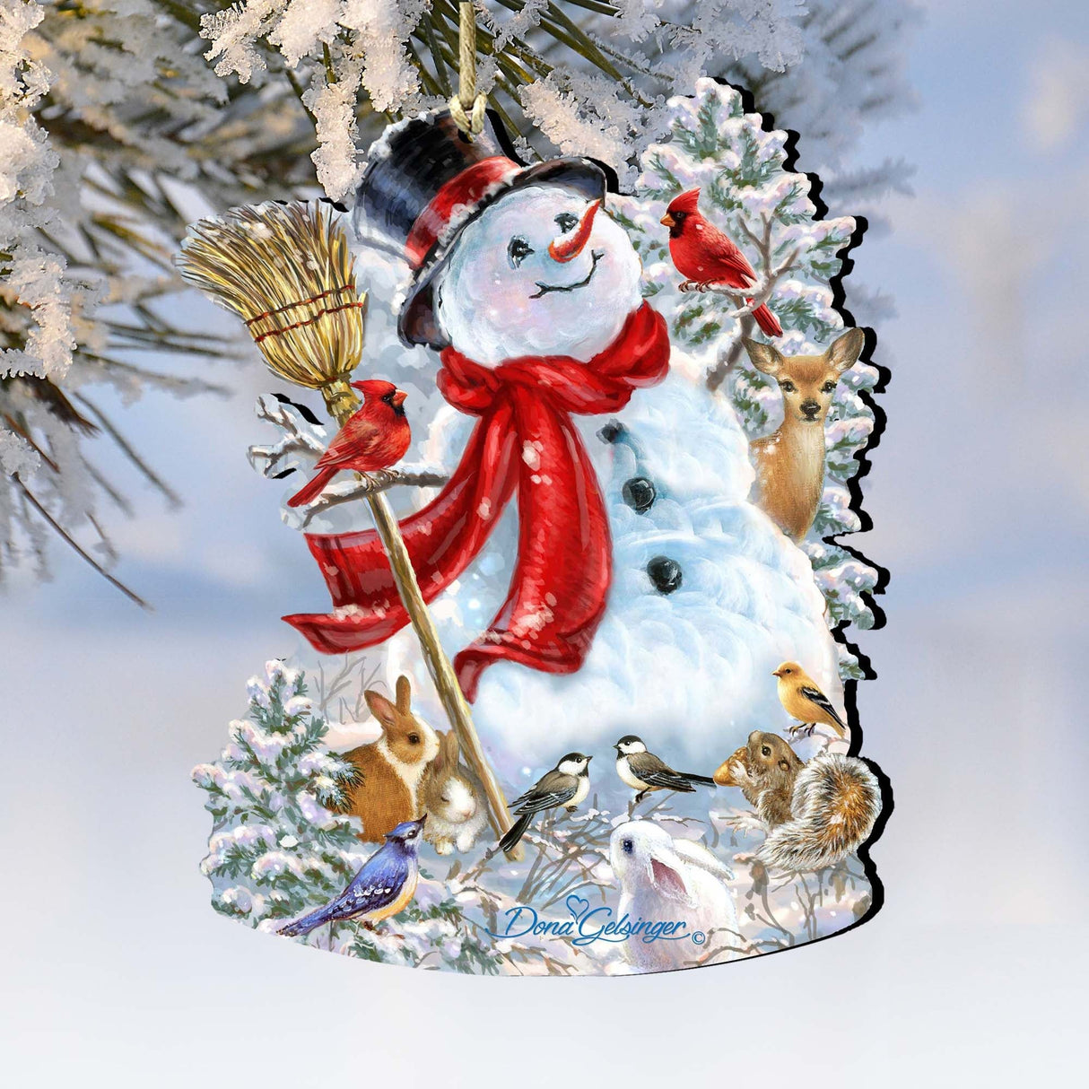 Old Worlds Snowman Wooden Ornaments by Gelsinger - Christmas Santa Snowman Decor - 8161026-1624