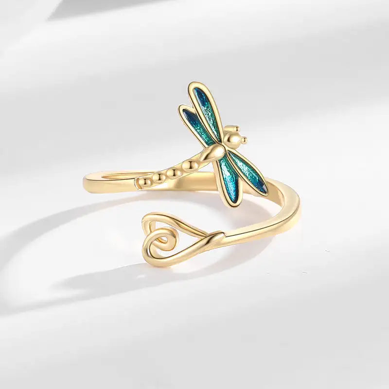 Blue Dragonfly Ring Female Exquisite Epoxy - Lootquake