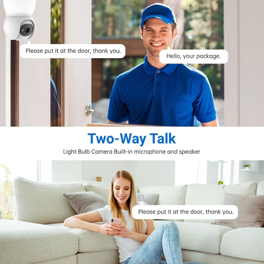 Caméra de sécurité 4MP avec ampoule | Caméra HD 5G2.4G | Sans fil | Vision nocturne à 360 degrés, détection corporelle par IA, appels bidirectionnels, enregistrement continu