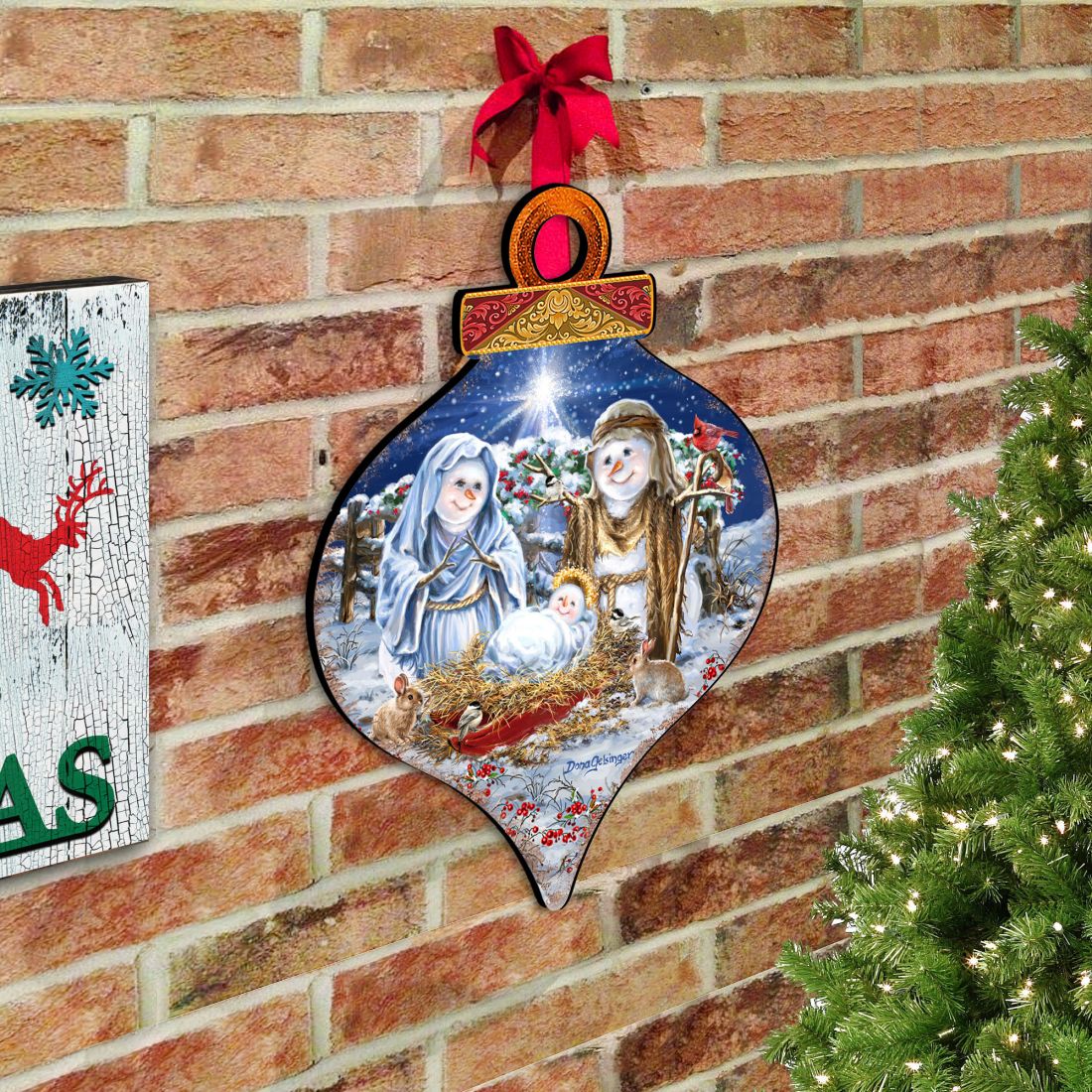 Snow Family Nativity Door Decor by D. Gelsinger - Christmas Santa Snowman Decor - 8031153H-DG