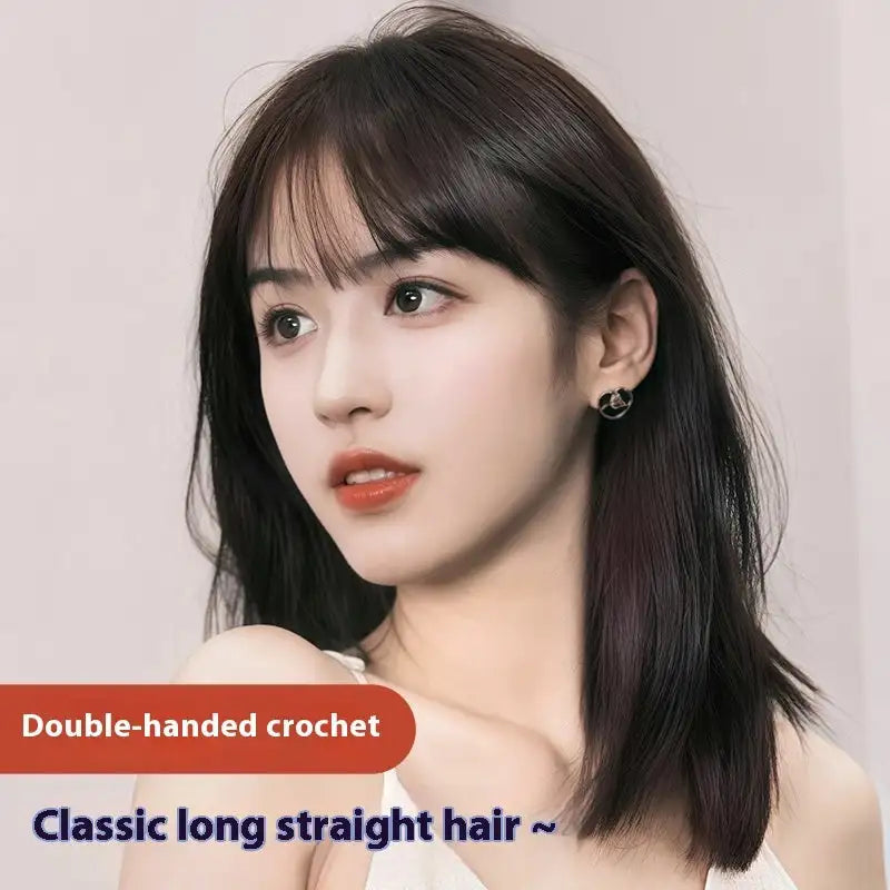 Women's Hand Woven Double Delivery Needle Wig Sheath Real Human Hair Silk Sleeve - Lootquake