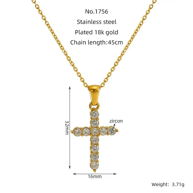 Ins Style Vintage Cross Zircon Necklace - Lootquake