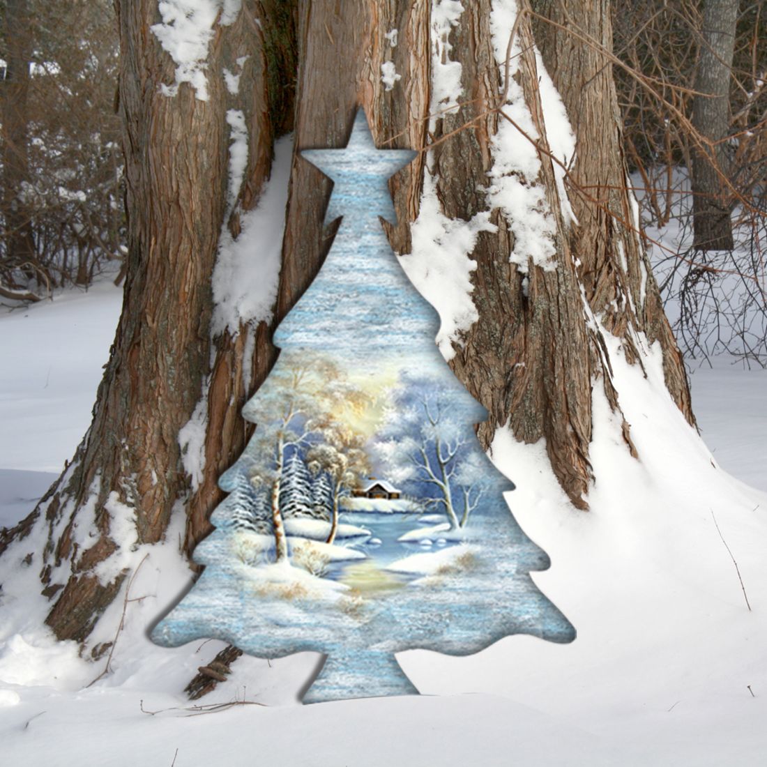 Decoración de puerta con árbol de invierno y fauna silvestre - G. DeBrekht - Decoración navideña con fauna silvestre - 8198812H