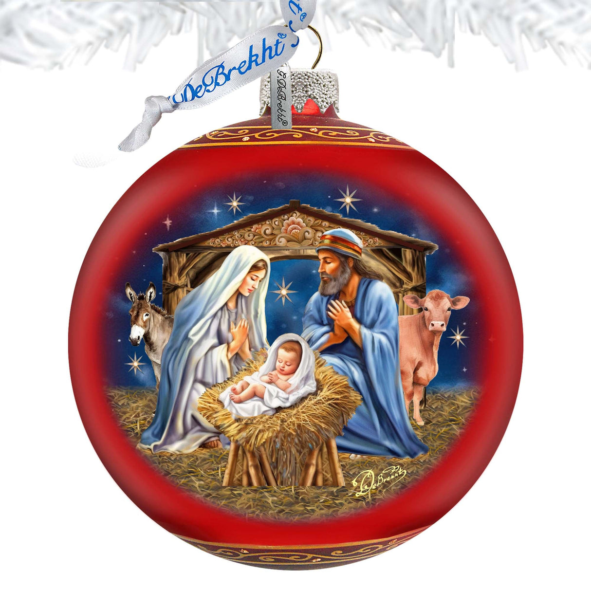 From Stable to Savior Lg Glass Ornament by G.Debrekht - Nativity Holiday Decor - 73956