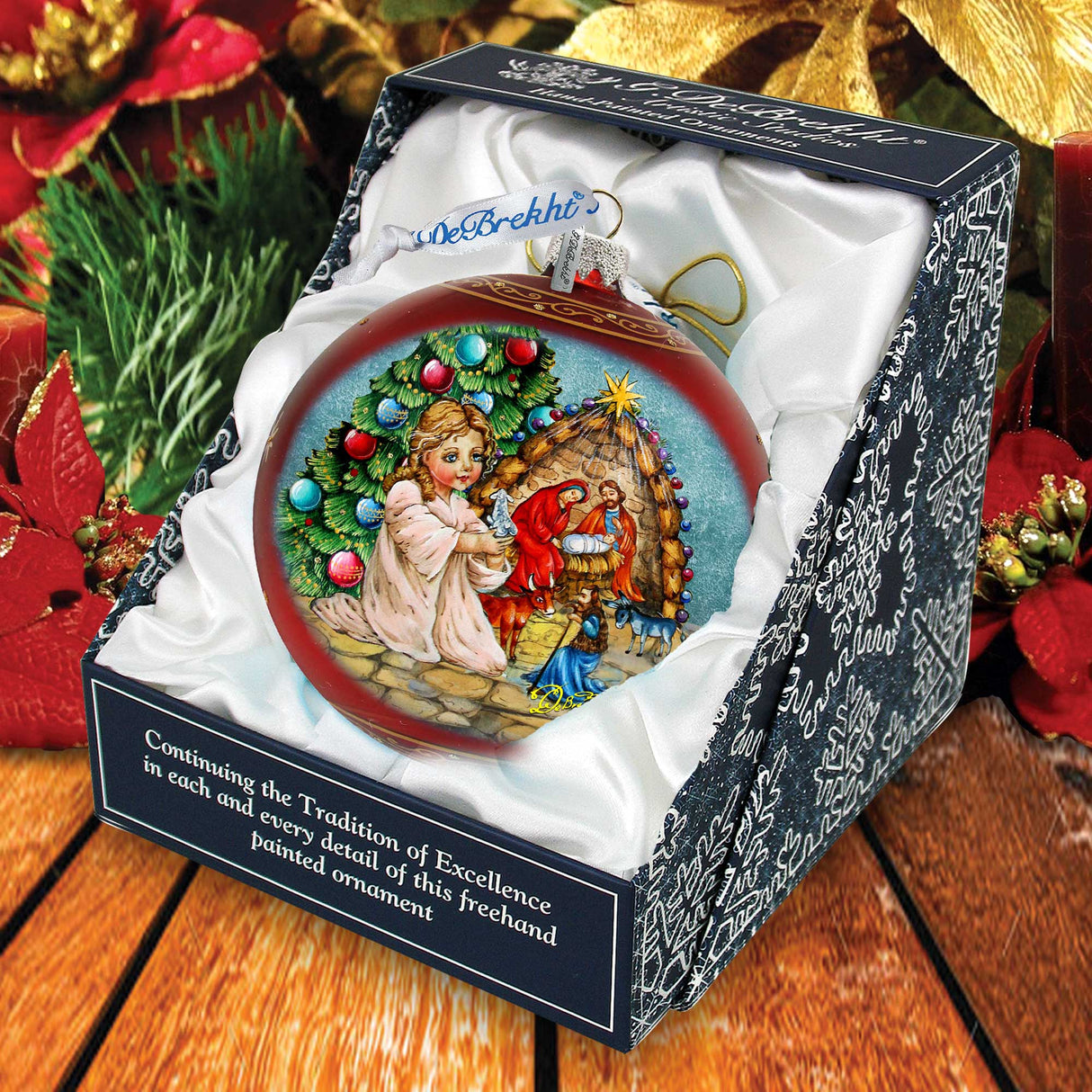 Adorno navideño grande de cristal rojo "Milagro de Navidad" de G.Debrekht - Decoración navideña - 73929R