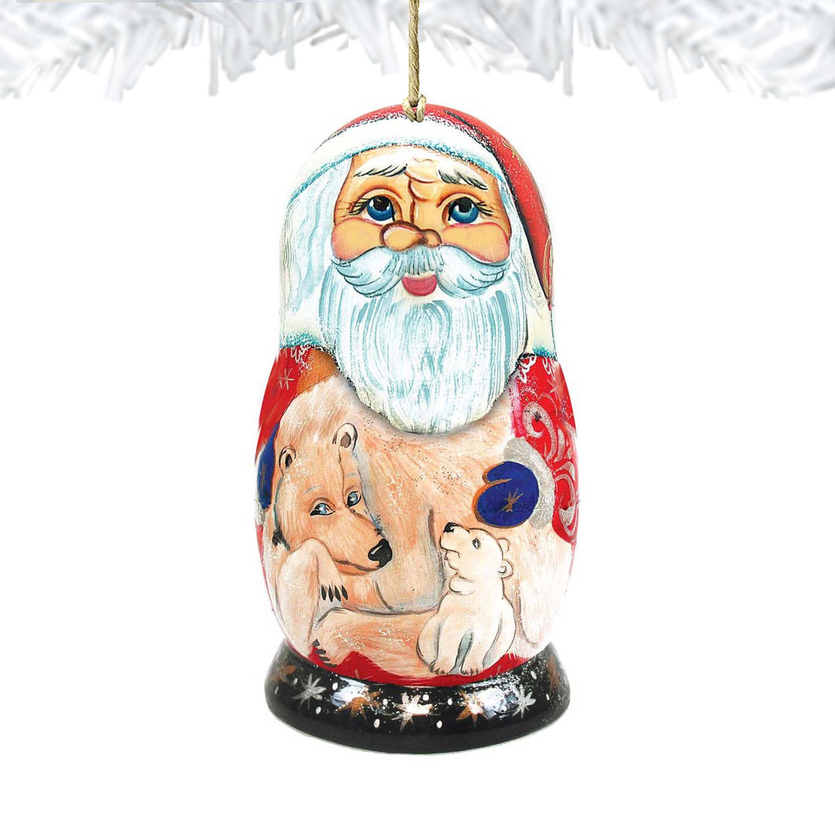Adornos de madera Matreshka de Papá Noel con forma de oso polar de G. DeBrekht - Decoración navideña de Papá Noel y muñeco de nieve - 8110718