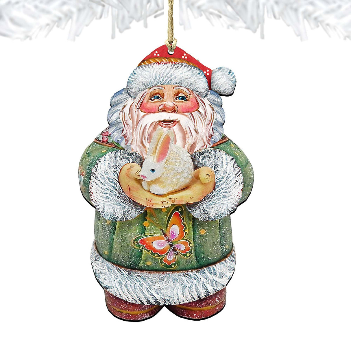 Bunny Santa Christmas Wooden Ornaments by G. DeBrekht - Easter Spring Decor - 8118085