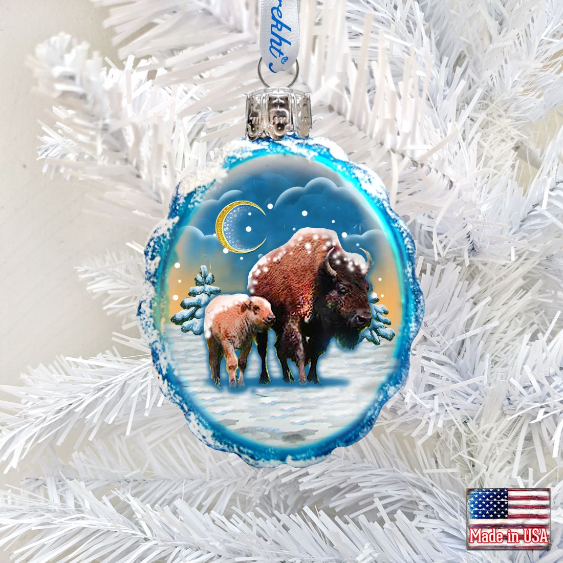 Buffalo Mercury Glass Ornament by G. DeBrekht - Wildlife Holiday Decor - 771024