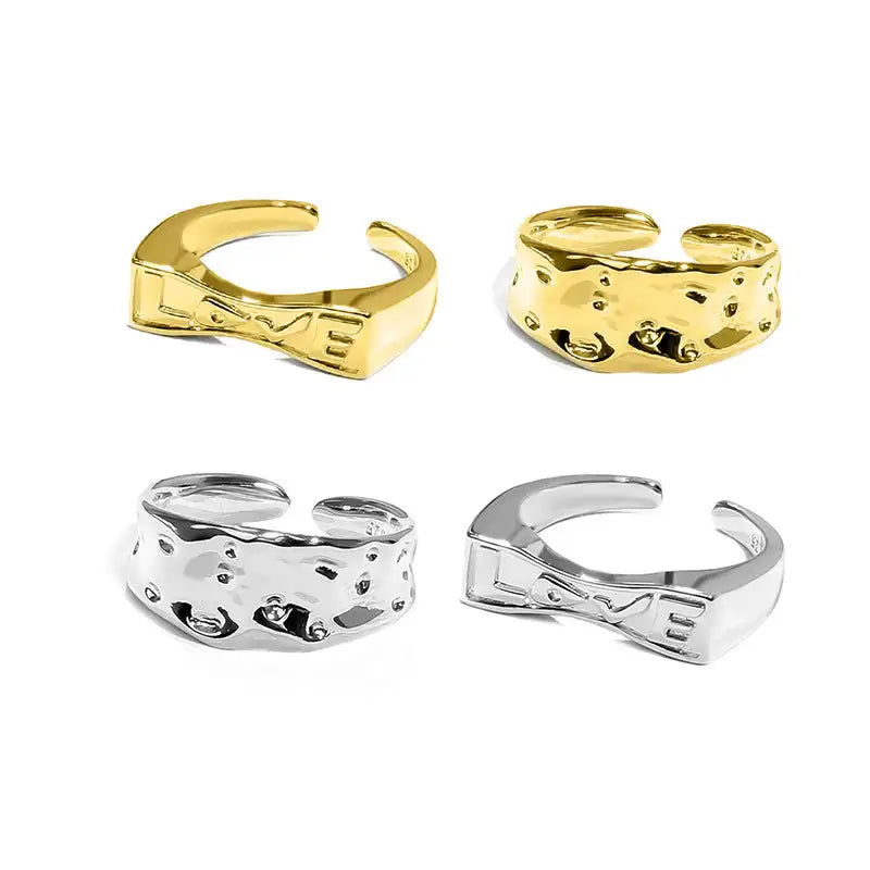 Irregular Texture Letter Open Ring Simple Bracelet - Lootquake