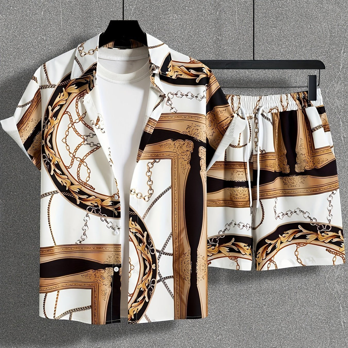 Men's Casual Suit 3D Digital Printing Short Sleeve Shirt Hawaii Suit - Lootquake