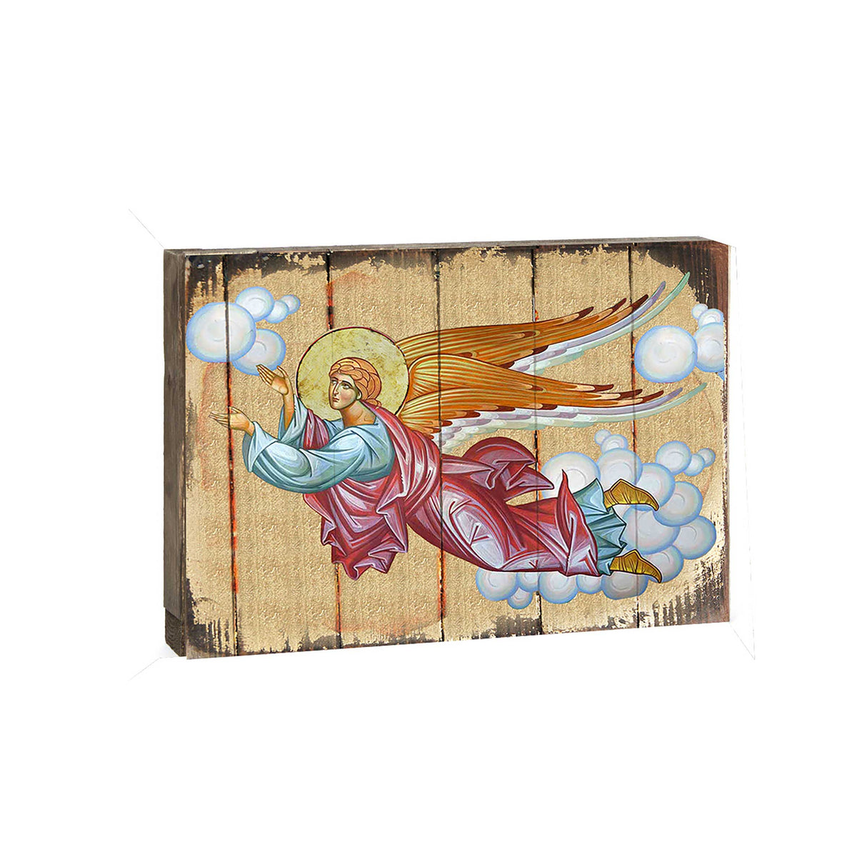 Ángel Volador de Madera, Dorado, Icono Sagrado Cristiano Religioso - Decoración Inspiradora - 85034