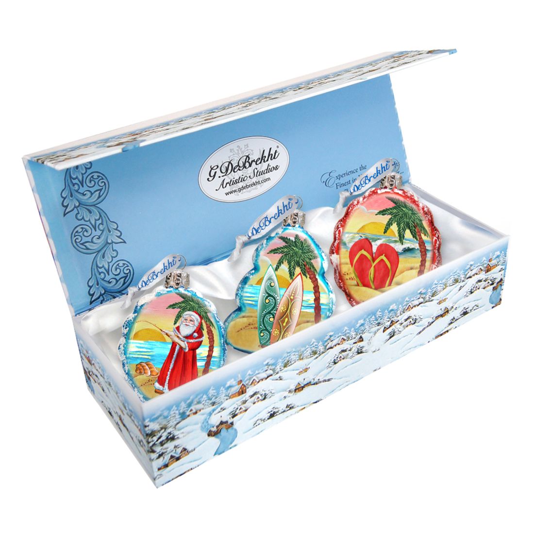 Adornos navideños de vidrio de mercurio (juego de 3) de G. DeBrekht - Decoración navideña costera - 770130S3