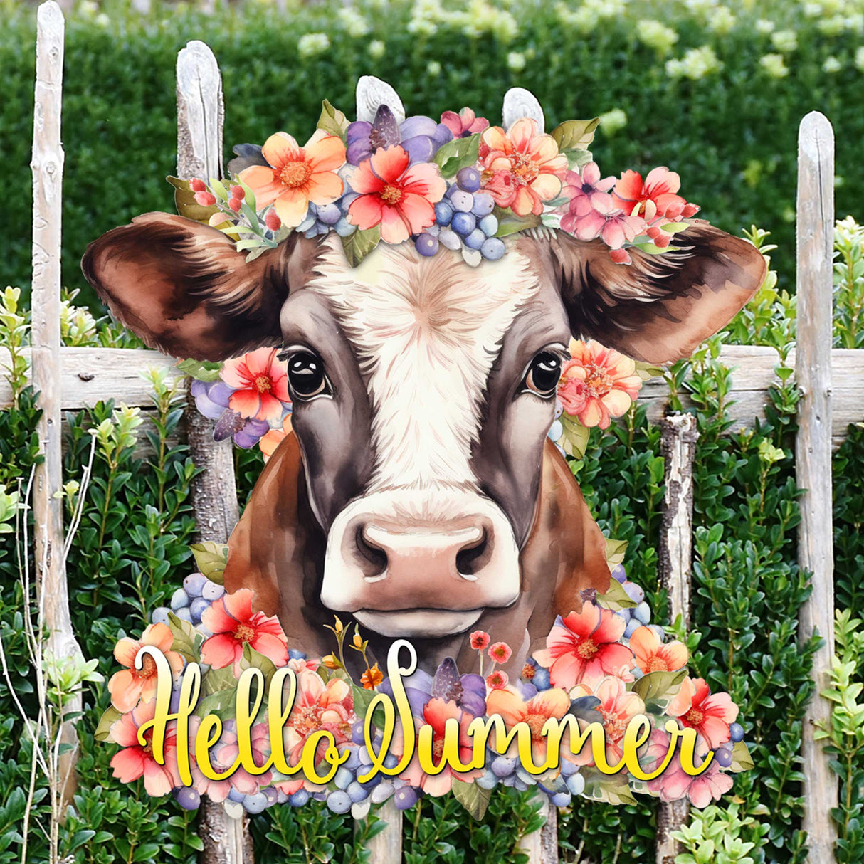 Letrero de bienvenida para puerta de entrada Hola verano Porche delantero Corona de verano Pancarta de entrada principal Flores Letrero de bienvenida - Decoración de porche delantero de madera - 933111H