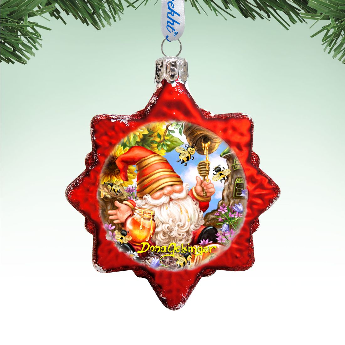 Honeycomb Gnome Dwarf Mercury Glass Ornament by D. Gelsinger - Christmas Decor - 778108-DG