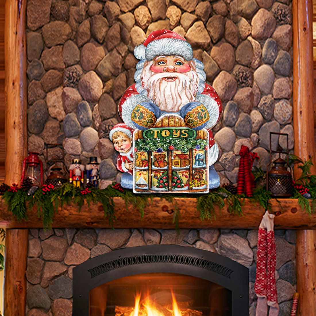 Decoración navideña para puerta de juguetería de Papá Noel por G. DeBrekht - Decoración navideña de Papá Noel y muñeco de nieve - 8119172H