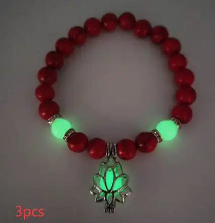 Energy Luminous Lotus Natural Stone Bracelet Yoga Healing Luminous Glow In The Dark Charm Beads Bracelet For Men Women Prayer Buddhism - Lootquake