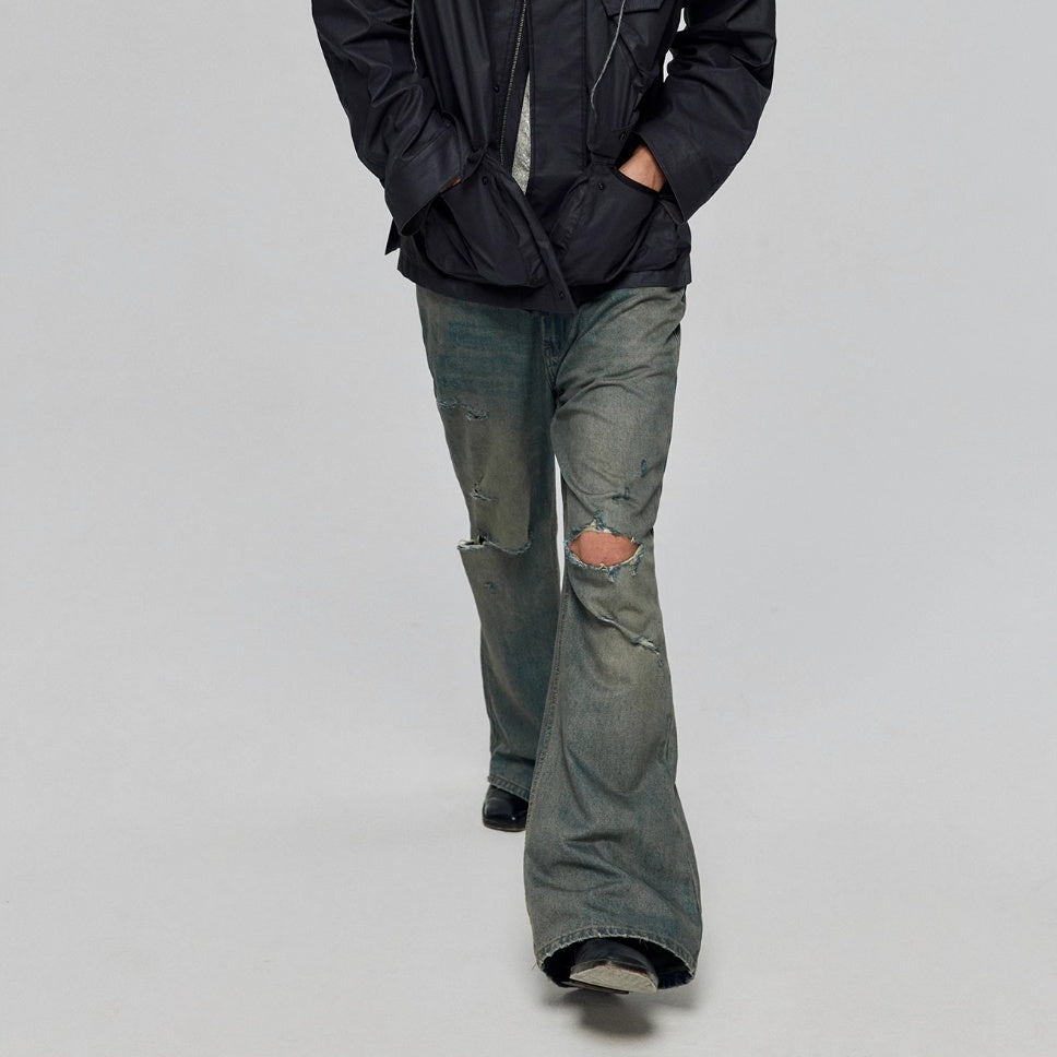 Cotton Retro Make Old Ripped Loose Micro-flared Trousers Jeans - Lootquake