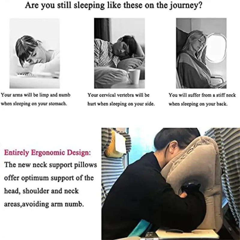 Inflatable Travel Sleeping Bag Portable Cushion Neck Pillow for Men Women Outdoor Airplane Flight Train Sleeping Easy - Lootquake