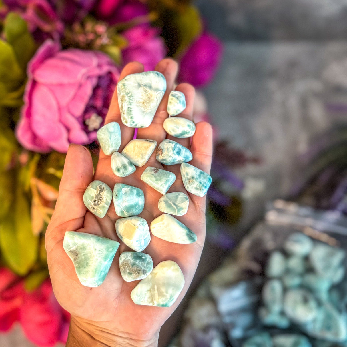Bulk Tumbled Larimar, 100 Gram Bags of Polished Larimar