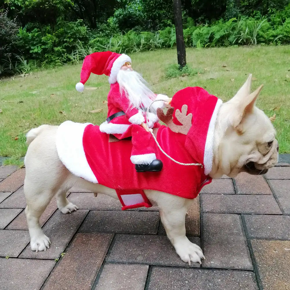 Dog Christmas Clothes Santa Claus Riding Deer - Lootquake