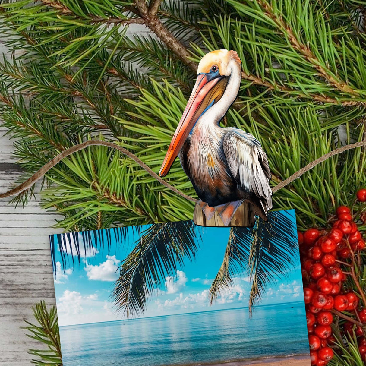 Pelicans Decorative Wooden Clip-on Ornaments Set of 3 by G. Debrekht - Christmas Decor - 8091014C-S3