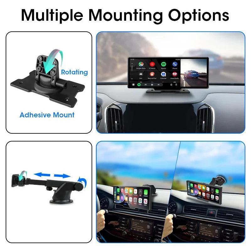 4K 10.26'' Mirror Dash Cam w/ Carplay & Android Auto