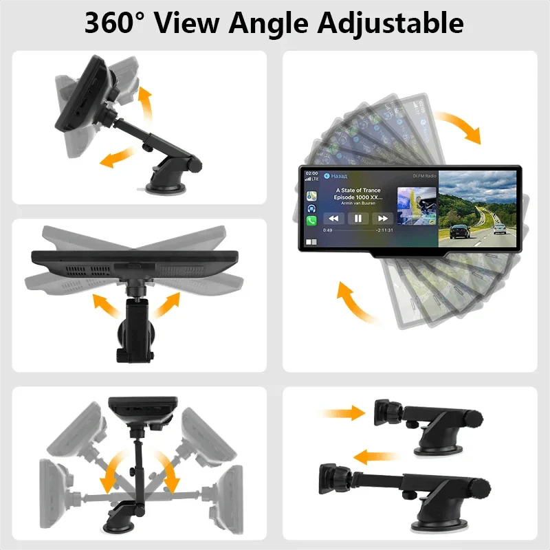 4K 10.26'' Mirror Dash Cam w/ Carplay & Android Auto