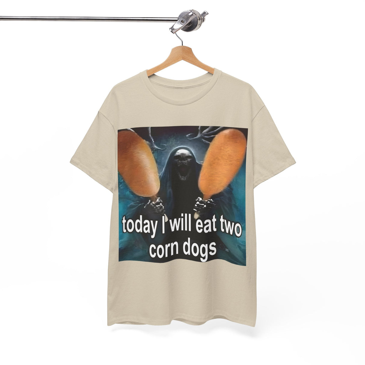 Camiseta divertida con meme "Hoy comeré dos perritos de maíz": divertida camiseta con humor gastronómico