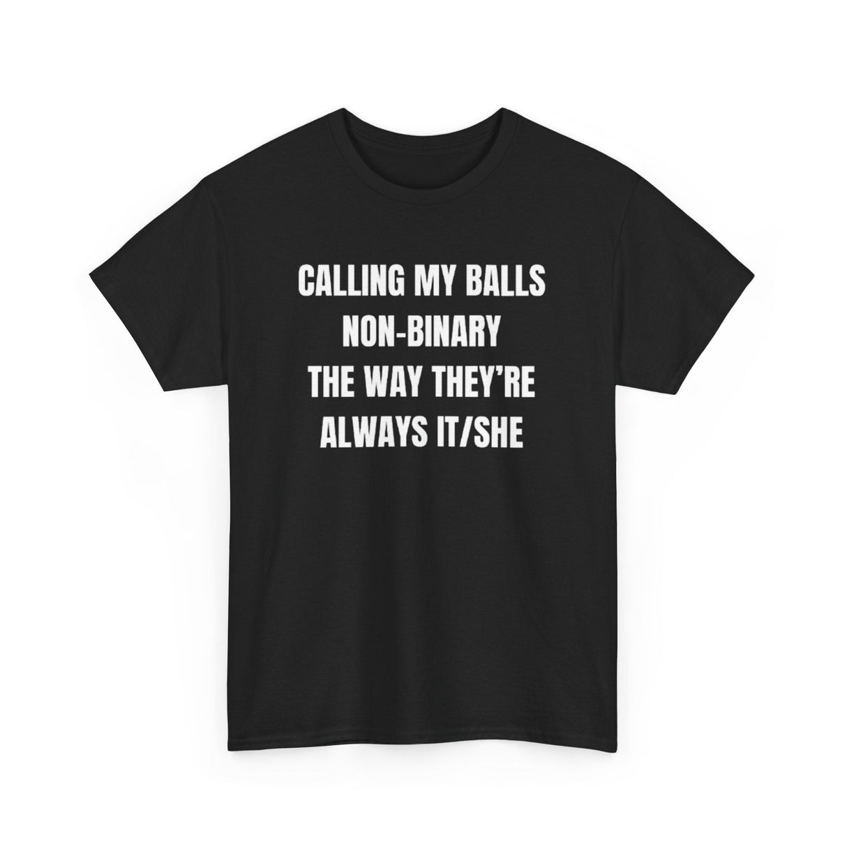 Calling my balls non-binary the way they’re always it/she Funny Shirt