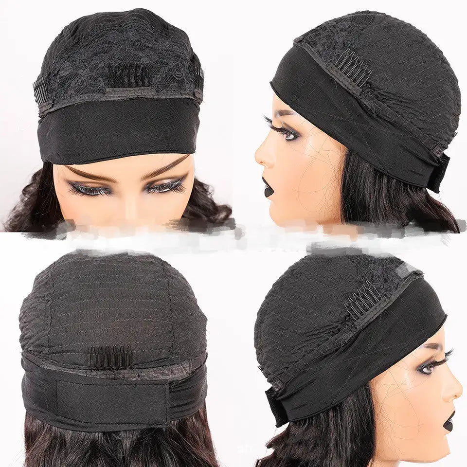 Women's New Ice Silk Hair With Head Cover Long Curly Wig - Lootquake