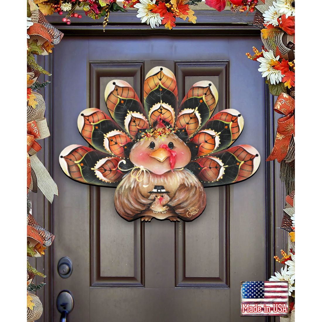 Be Thankful Turkey Sitter Door Decor by Jamie Mills-Price - Thanksgiving Halloween Decor - 8457702H