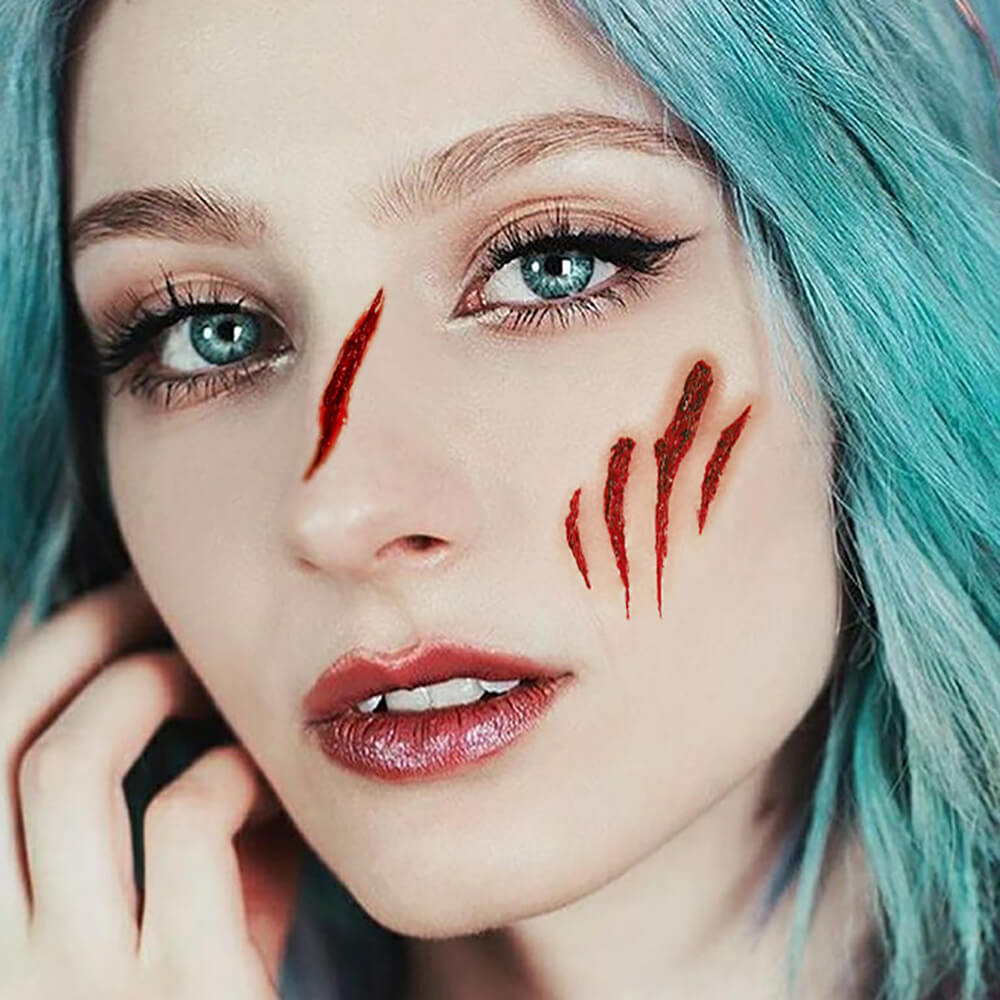 10 pegatinas de tatuajes temporales de Halloween con heridas espeluznantes