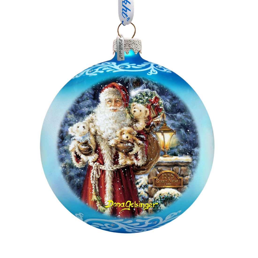 Adorno de cristal de Papá Noel "Noche de Paz" de D. Gelsinger - Decoración navideña de muñeco de nieve - 71111-1315
