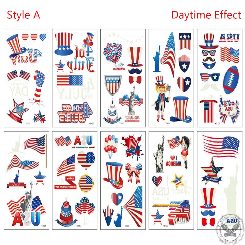 10 pegatinas luminosas para tatuajes del Día de la Independencia