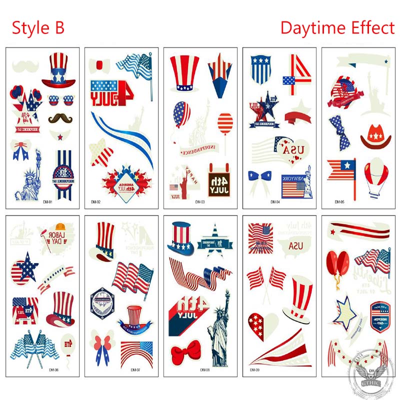 10 pegatinas luminosas para tatuajes del Día de la Independencia