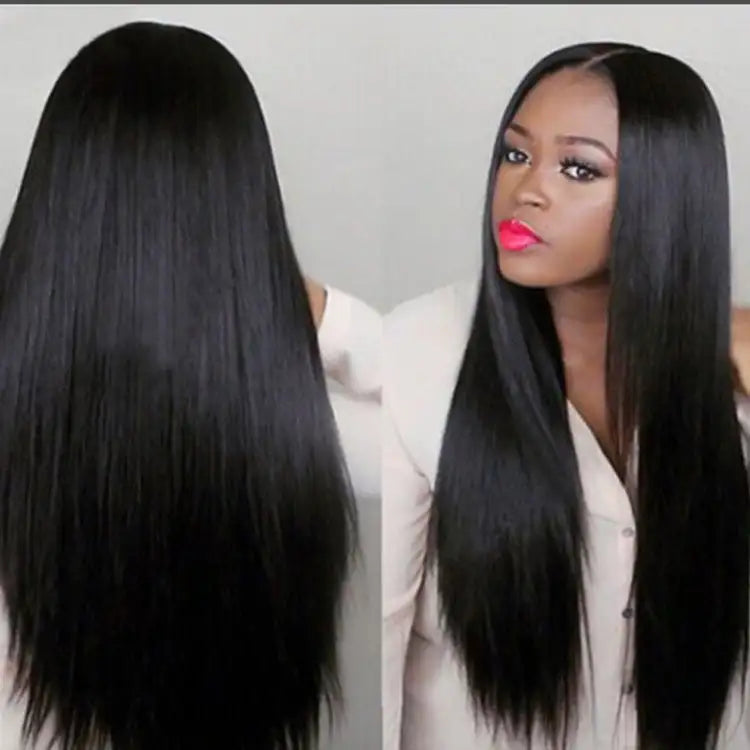 Black long straight hair wig cover - Lootquake
