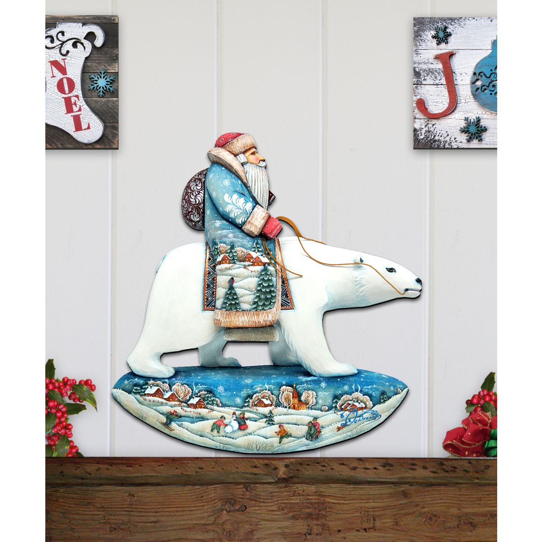 Decoración navideña para puerta con Papá Noel y oso polar de G. DeBrekht - Decoración navideña con Papá Noel y muñeco de nieve - 8116382H