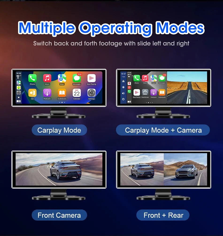 11.26 inch Car DVR 4K Dash Cam Dual Lens Wireless Carplay & Android Auto Video Recorder Monitor GPS Navigation 5G Wifi FM AUX