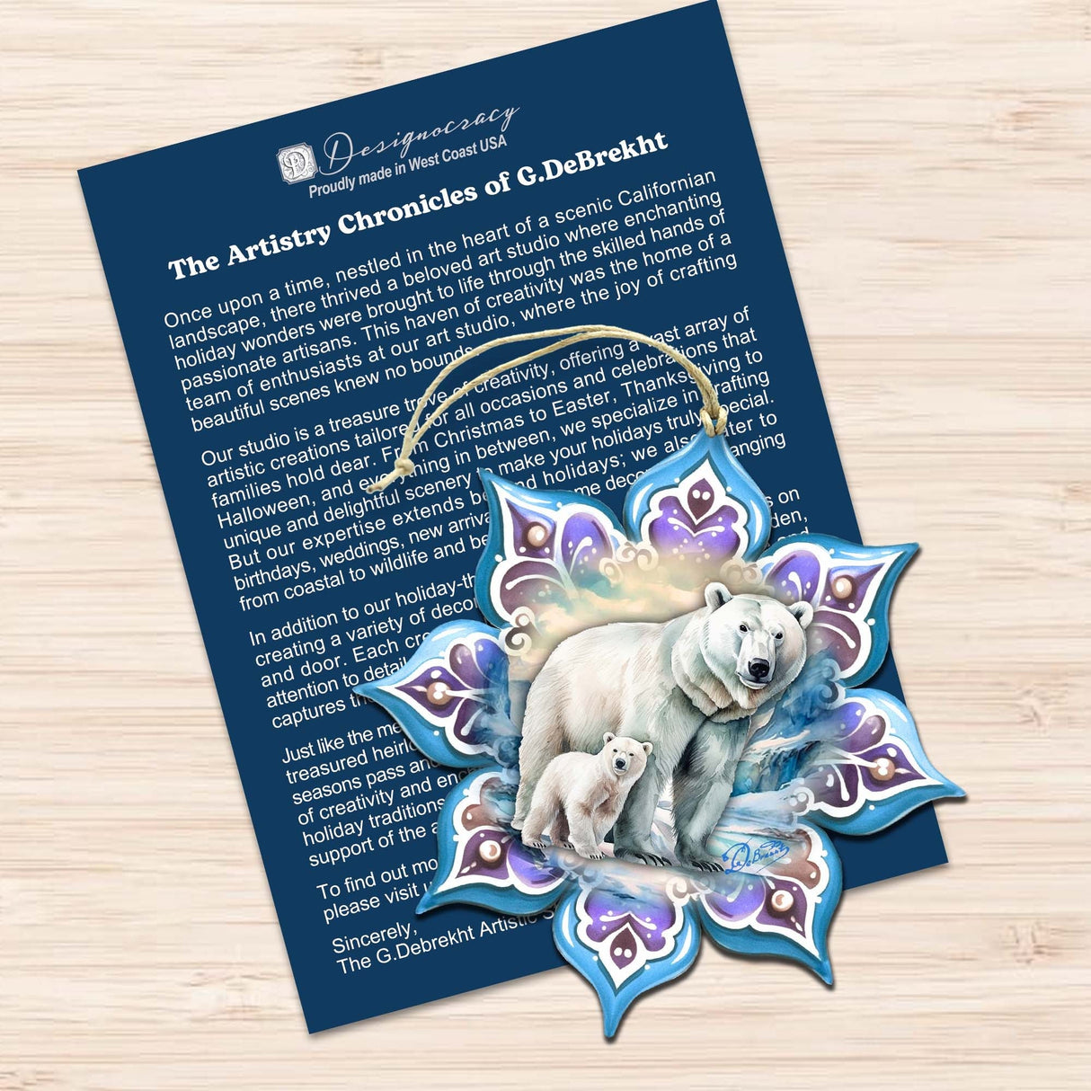 Juego de 3 adornos de madera con forma de copo de nieve de G. Debrekht - Decoración de vida silvestre - 8090143-S3