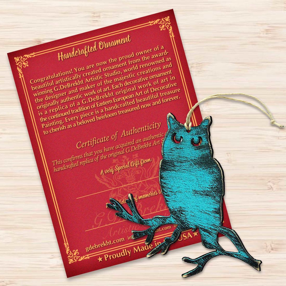 Adornos rústicos de madera con forma de búho de Nature Wonders - Decoración navideña con temática de vida silvestre - 8198218