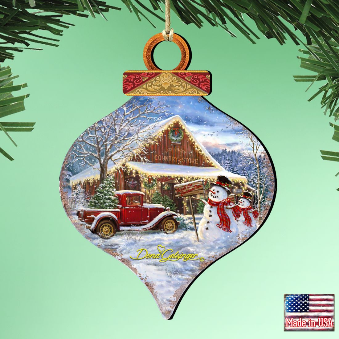 Country Store Christmas Drop Wooden Ornaments by Gelsinger - Christmas Decor - 8031022-1607