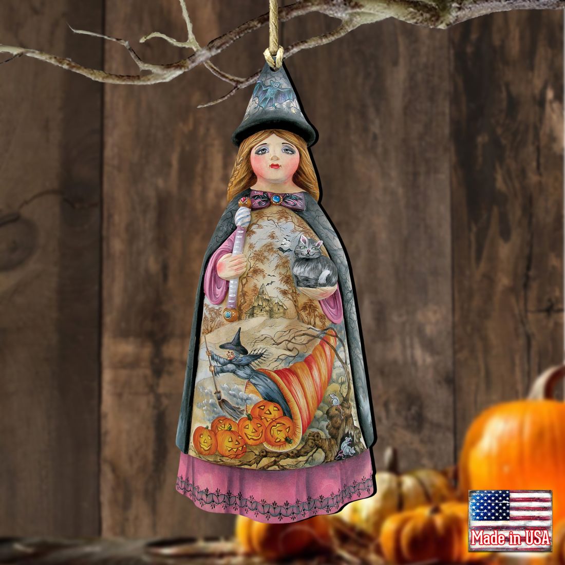 Adornos de madera de bruja de Halloween de G. DeBrekht - Decoración de Halloween para Acción de Gracias - 8114170