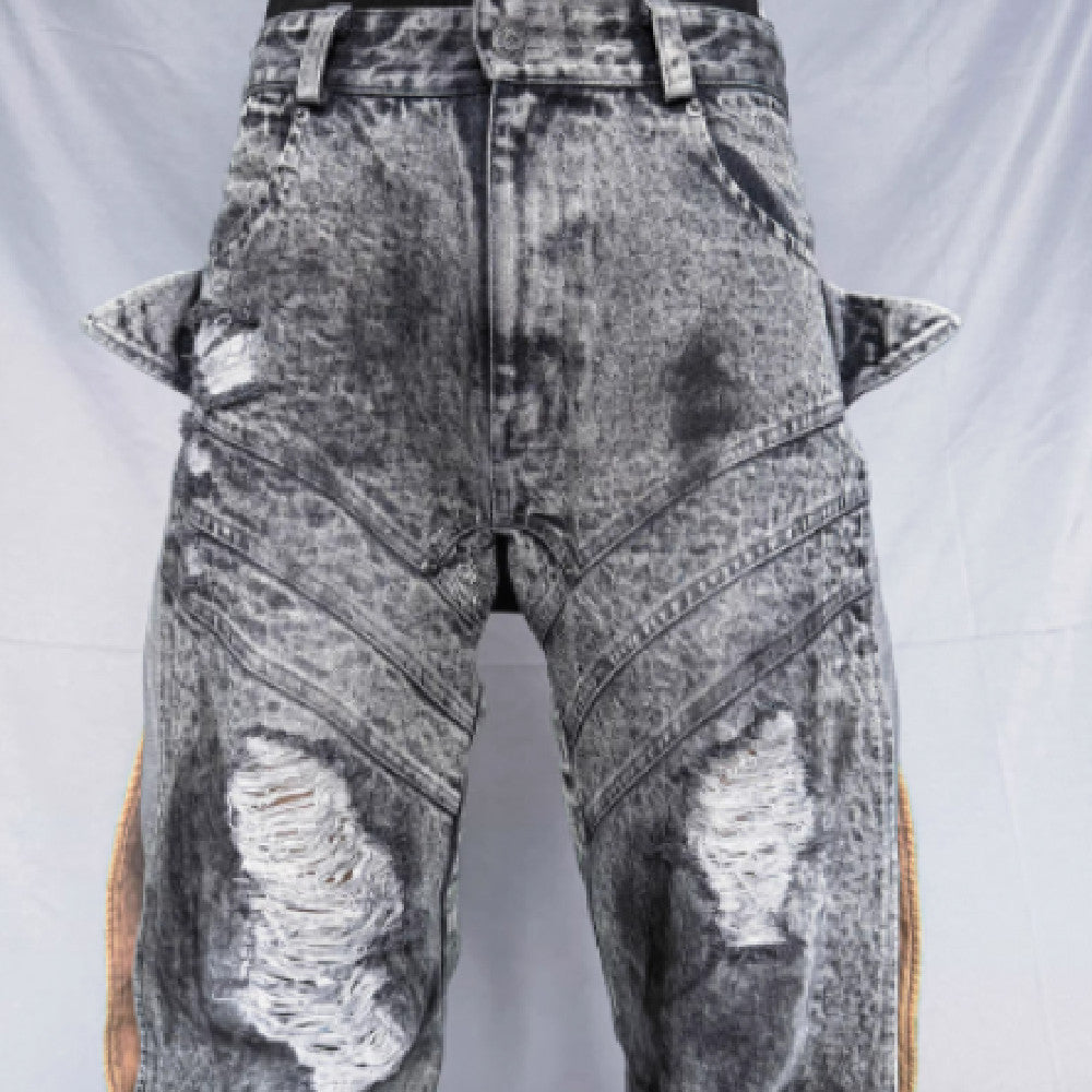 Washing Destroys Fashion Deconstruction Design Patchwork Pants - Lootquake