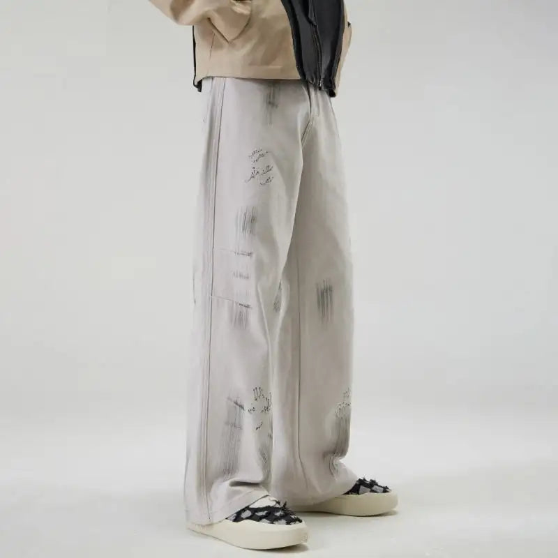 American Street Hip Hop Tie-dyed Washed Jeans Men - Lootquake